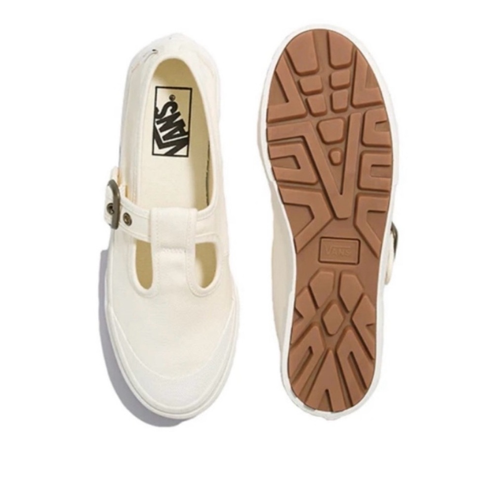 NEW Vans STYLE 93 Beige Canvas White Rubber MARY JANE Sneakers Buckle 8 - Picture 2 of 7